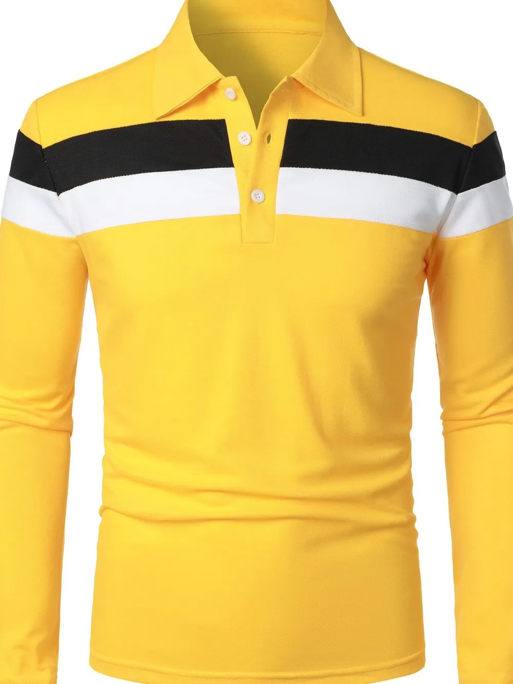 Men's Full Size Color Block Long Sleeve Polo Plus Size, image 4