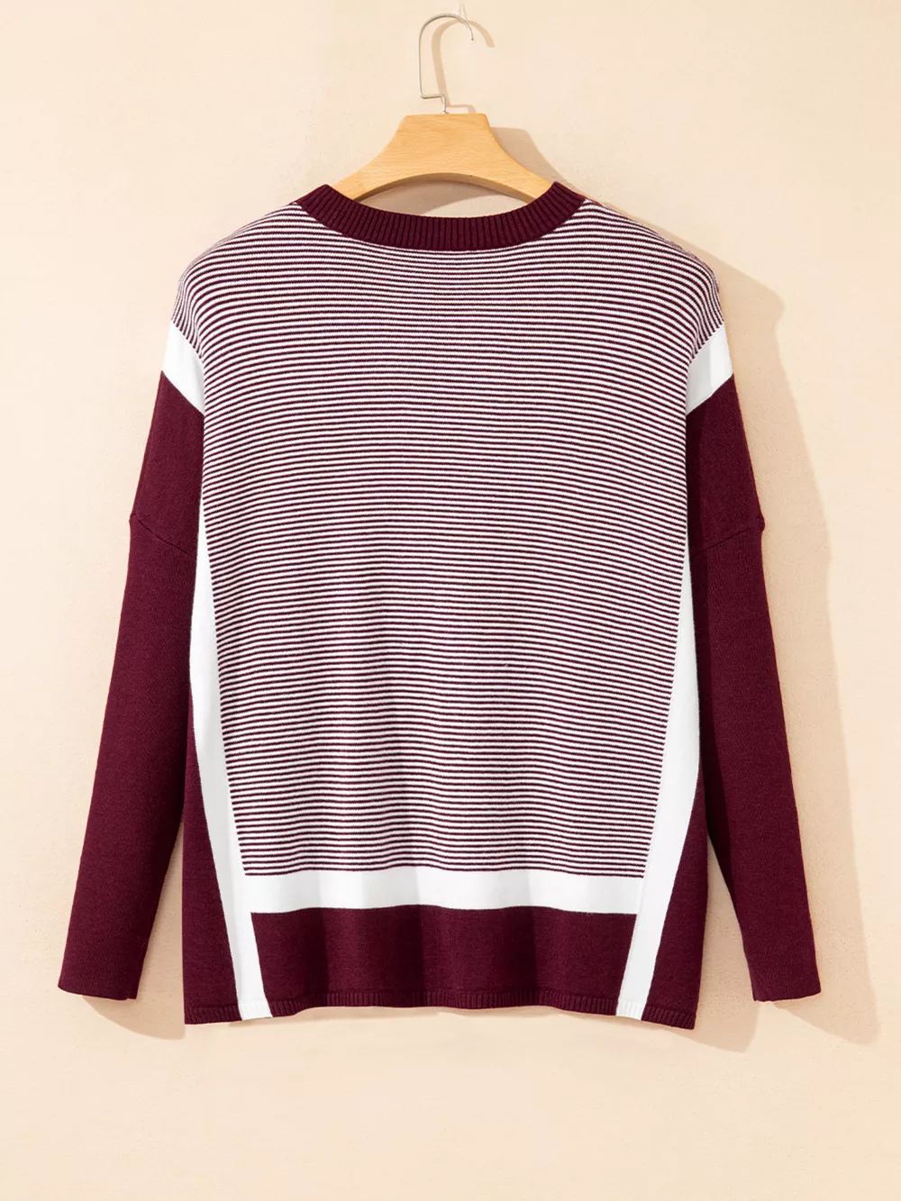 Stripe Color Block Patchwork Dolman Oversize Tunic Sweater, image 7