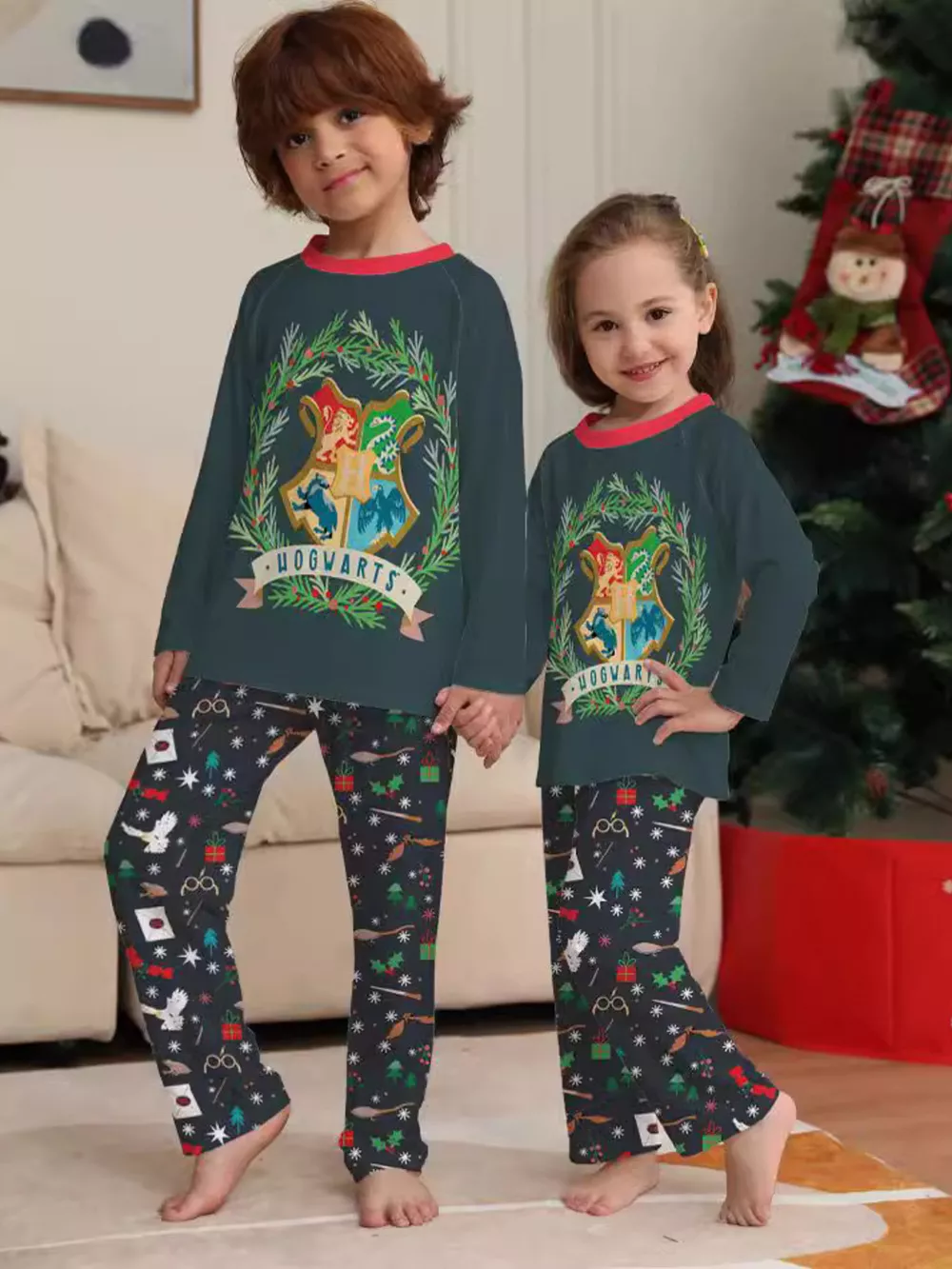 Full Size Family Matching Hogwarts Graphic Pajama Set Plus Size, image 8