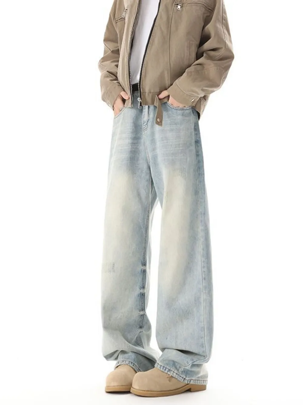 Men's High Waisted Washed Wide Leg Jeans, image 6