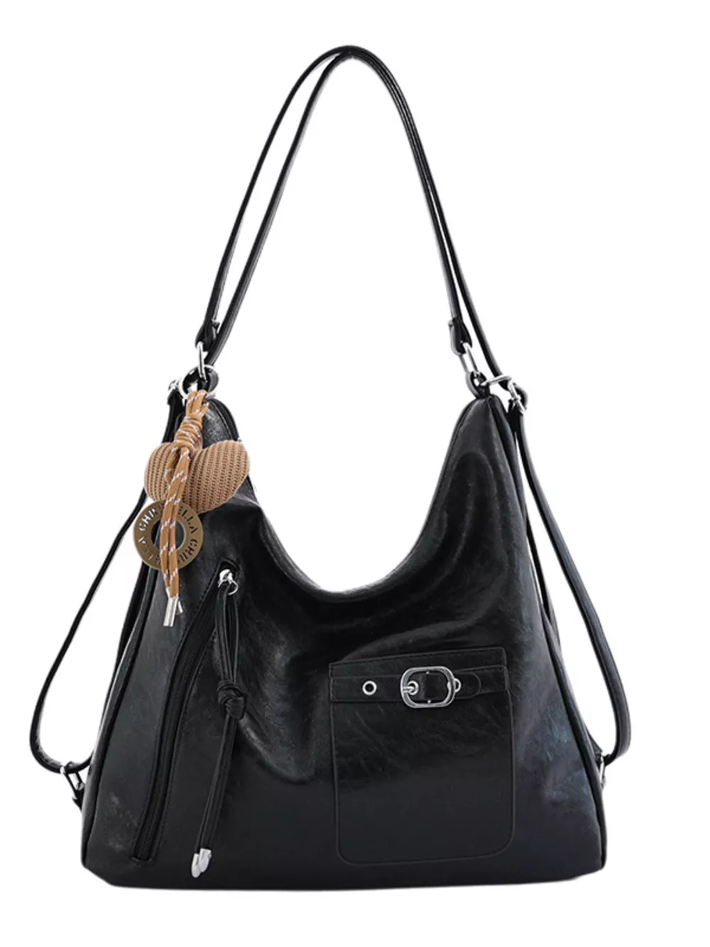 PU Leather Crossbody Bag with Heart Charm, image 11