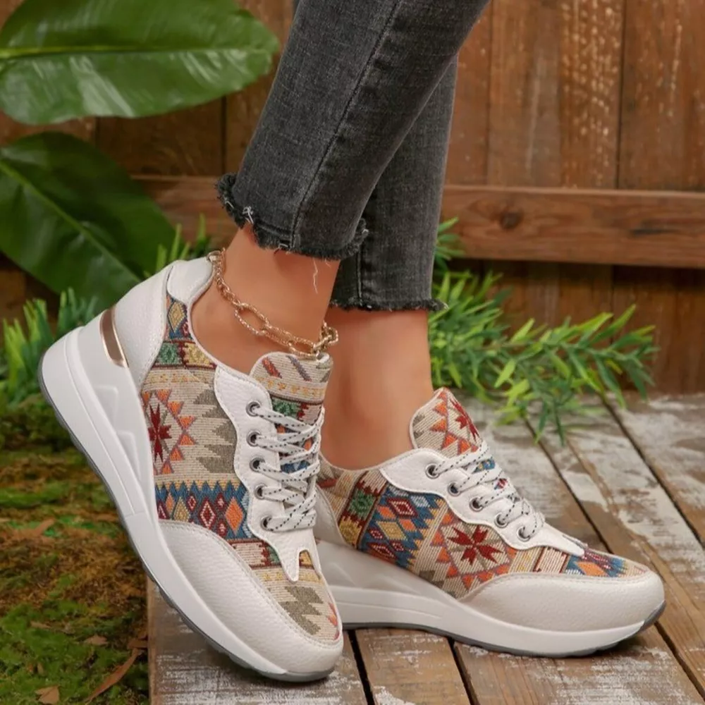 Lace Up Wedge Sneakers, image 2