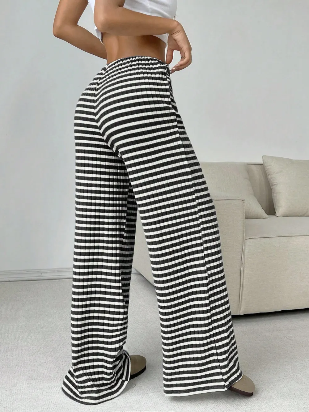 Striped Wide Leg Drawstring Pants, image 18