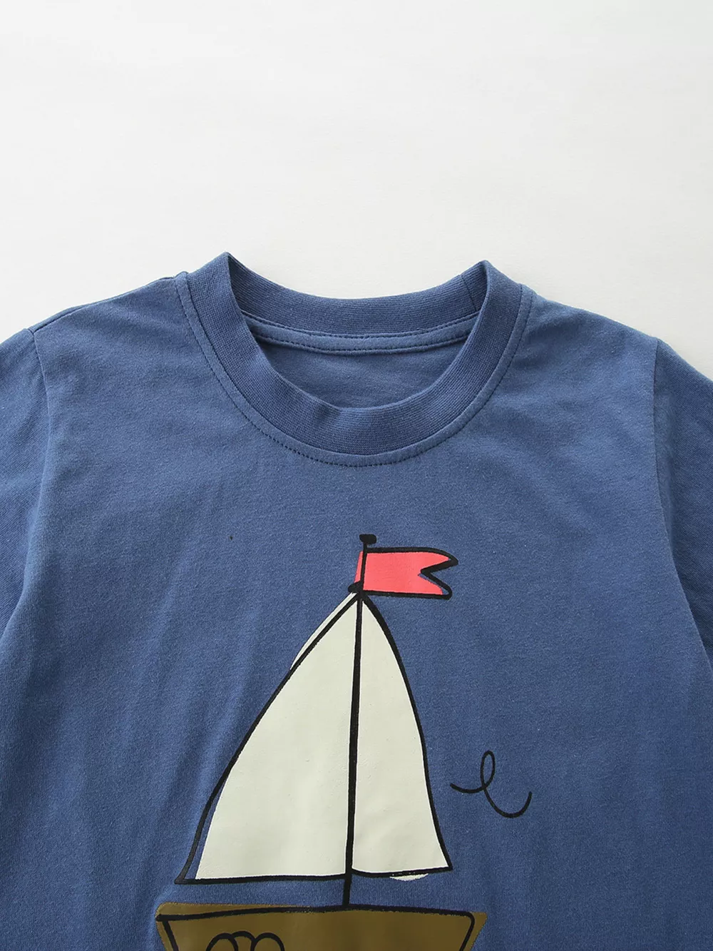 Children's Sailboat Graphic Tee and Striped Shorts Set, image 3