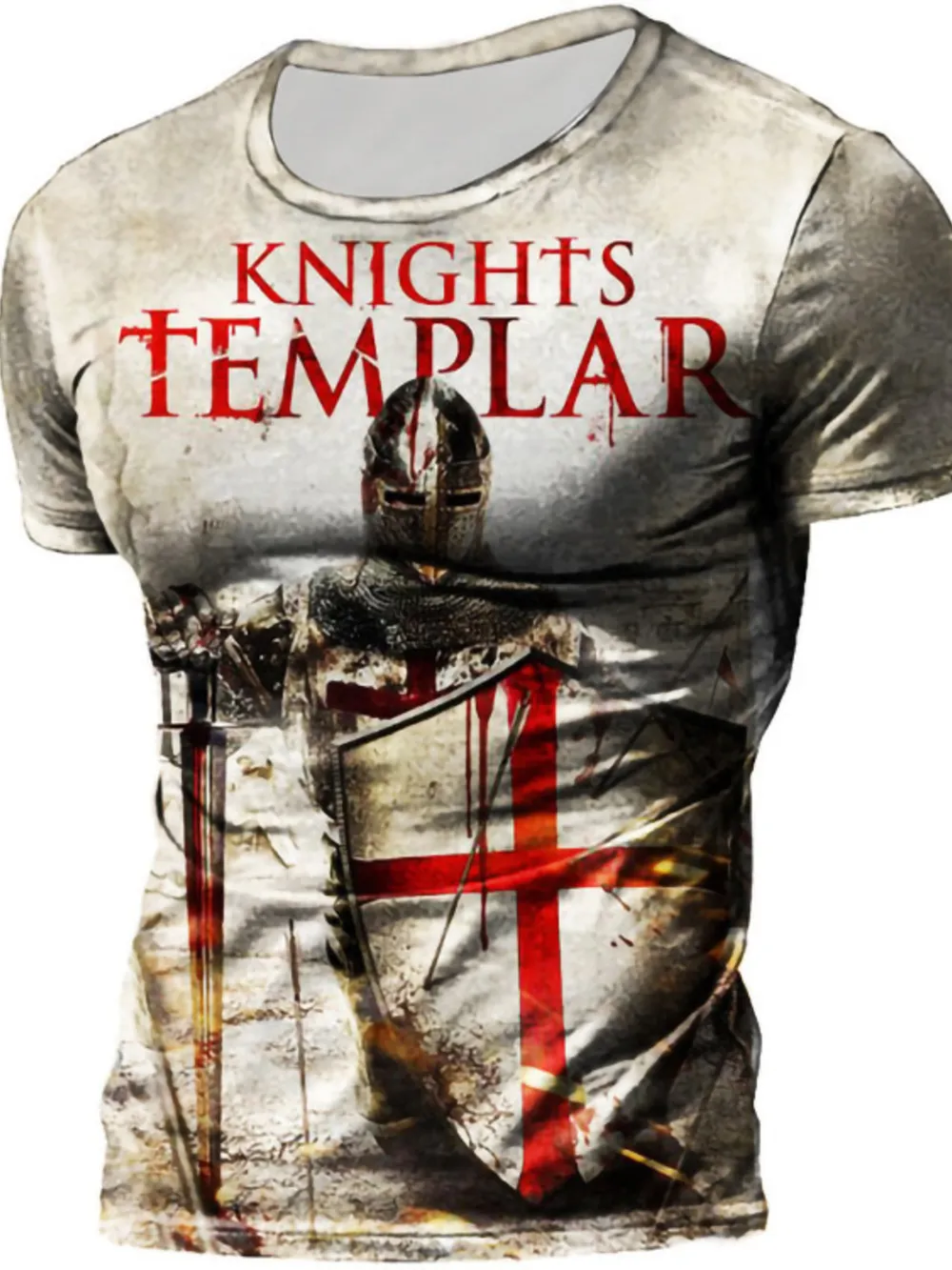 Men's Full Size Printed Round Neck T-Shirt Plus Size, image 2