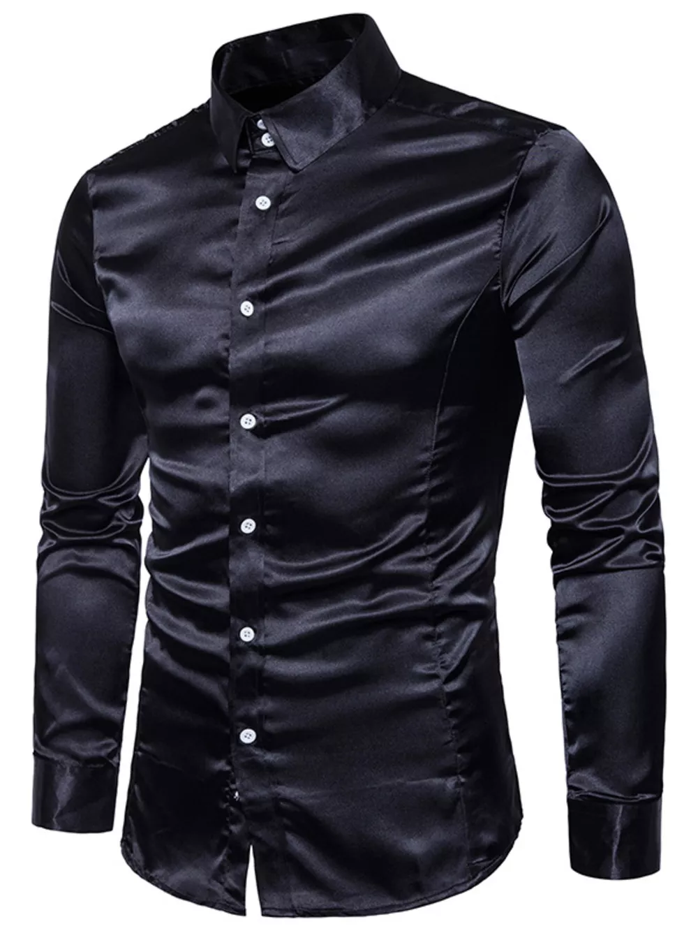Men's Satin Long Sleeve Shirt, image 22