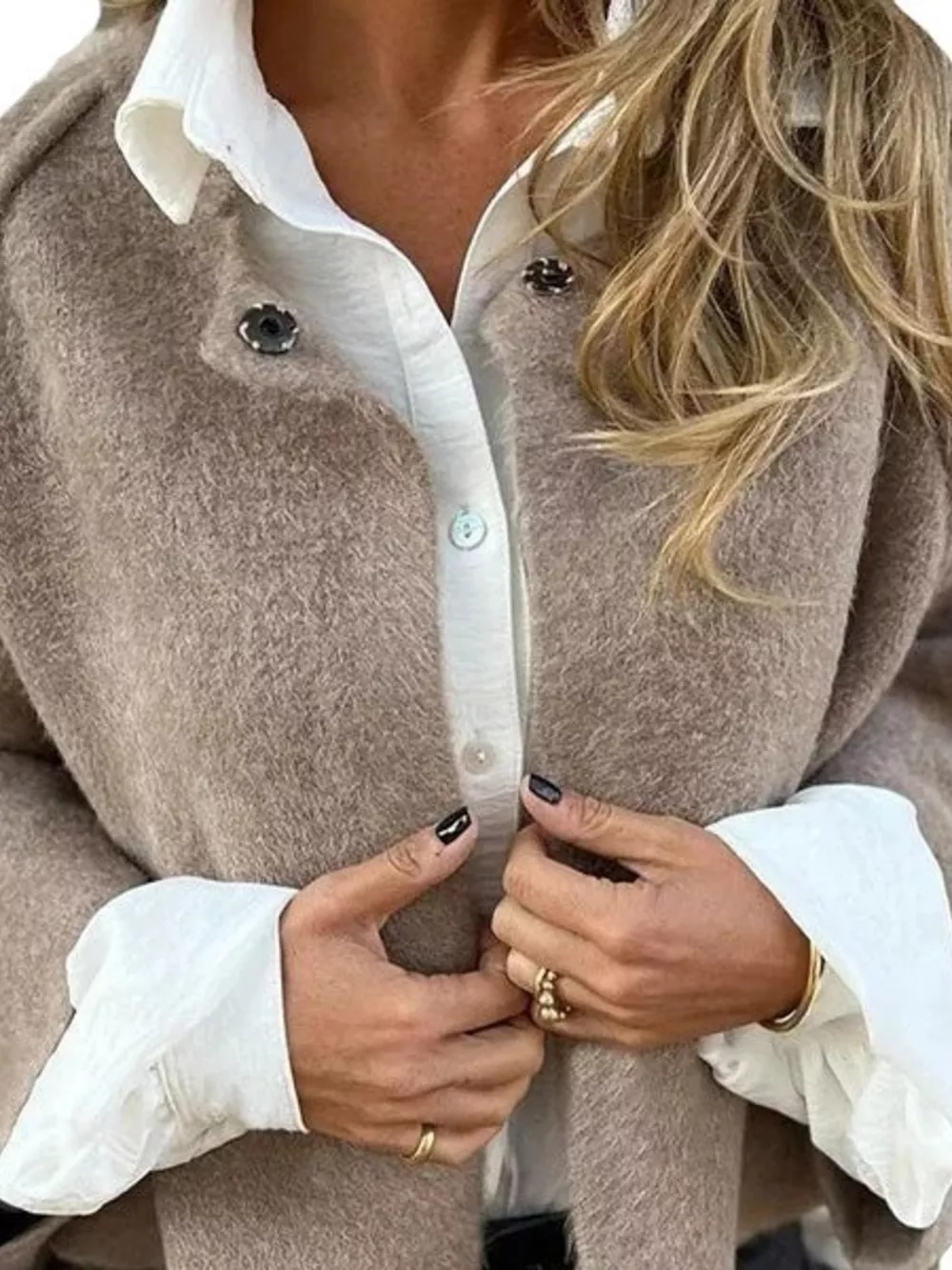 Full Size Dropped Shoulder Fuzzy Knit Cardigan Plus Size, image 10
