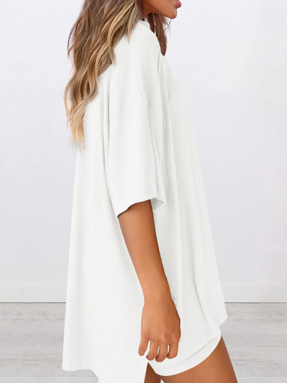 Full Size Oversized Round Neck Top and Shorts Set Plus Size, image 17
