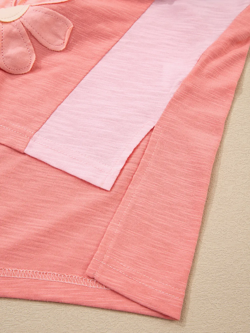 Flower Patched Exposed Seam Oversized T Shirt, image 7