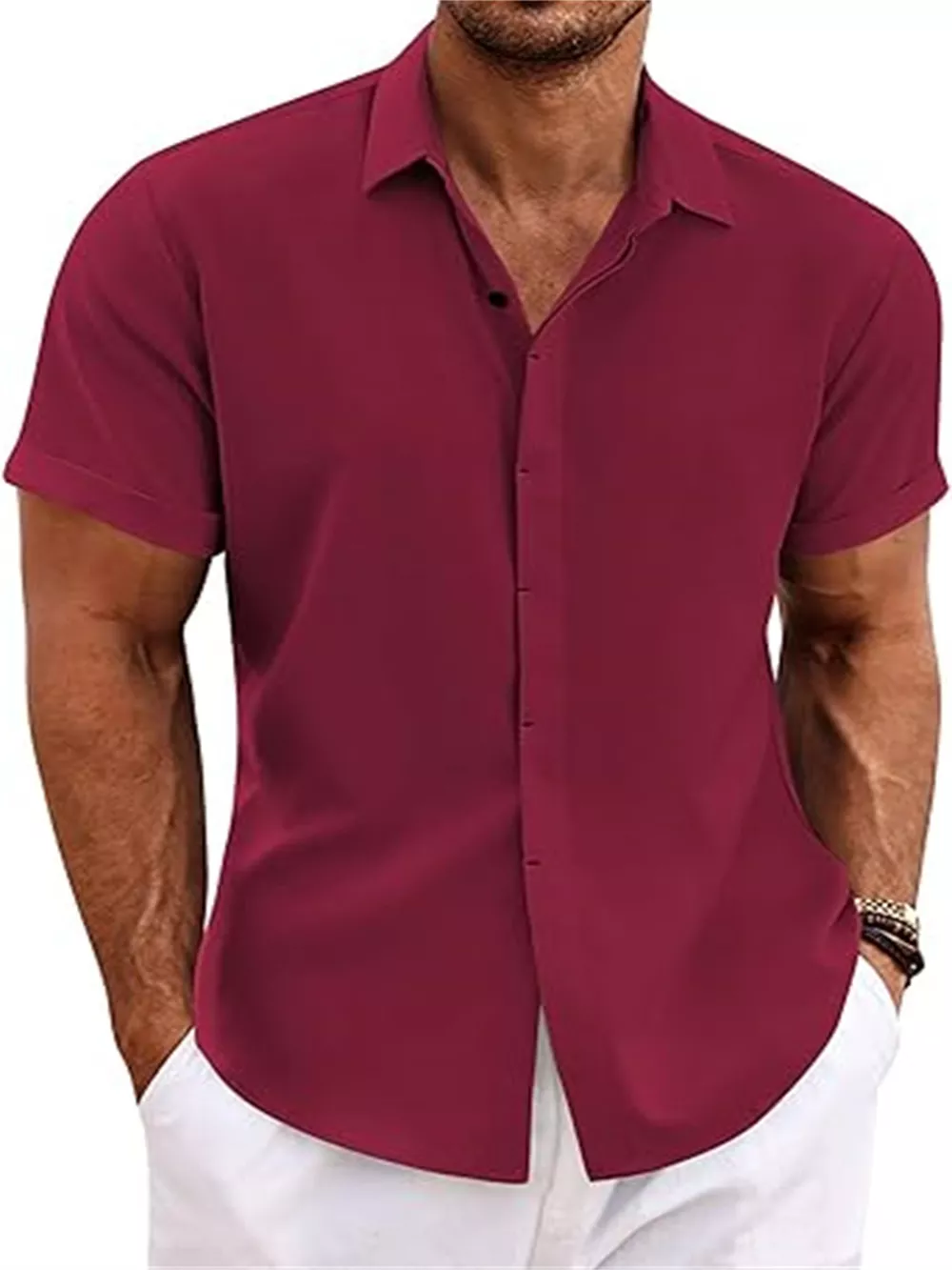Men's Full Size Casual Short Sleeve Button-Down Shirt Plus Size, image 3