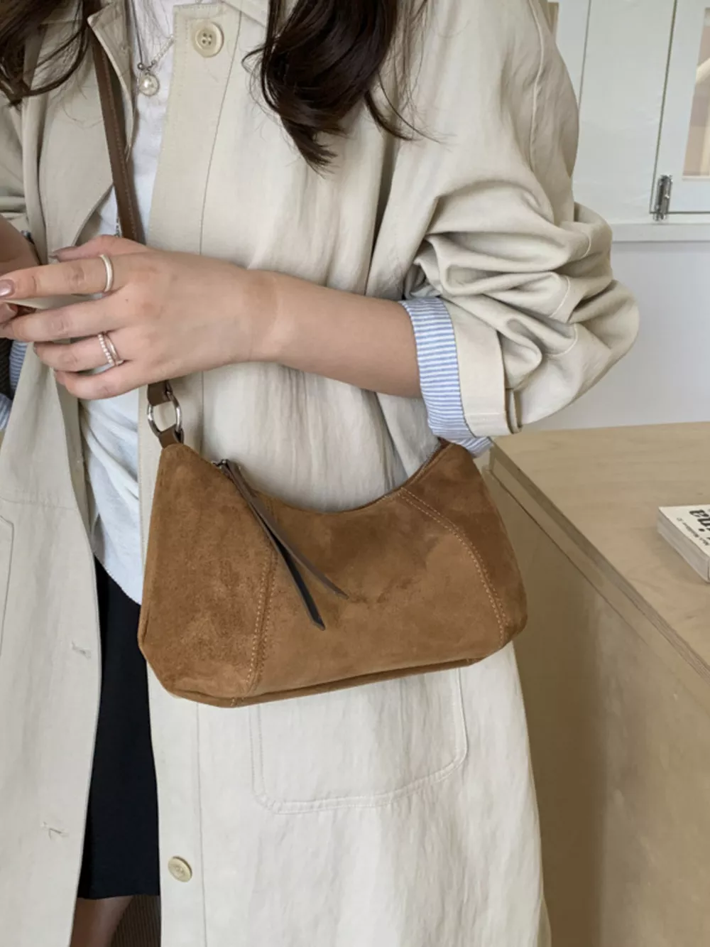 Vintage Suede Crossbody Bag, image 17