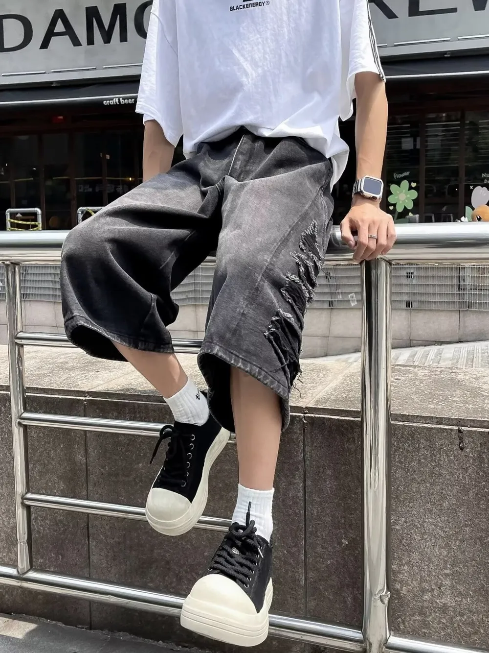 Men's Full Size Wide Leg Denim Shorts Plus Size, image 4