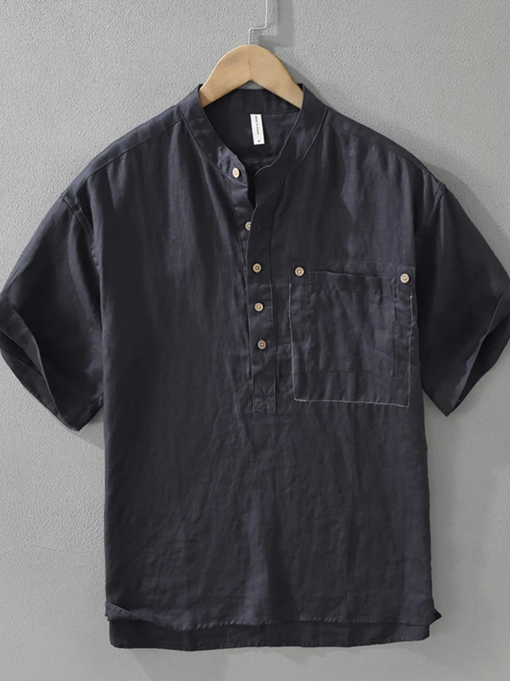 Men's Plus Size Button Detail Short Sleeve Blouse, image 2