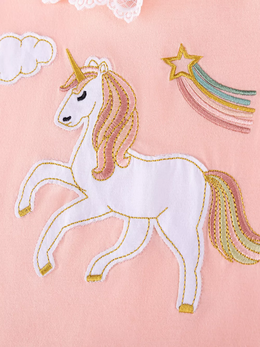 Children's Unicorn Embroidered Lace Collar Casual Dress, image 3