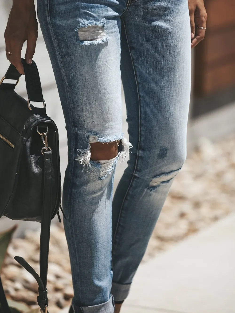 Distressed Button-Fly Skinny Jeans, image 3