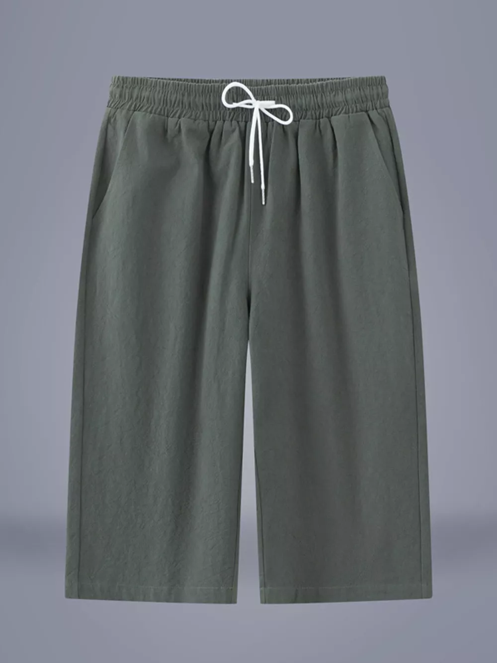 Men's Plus Size Casual Cropped Drawstring Pants