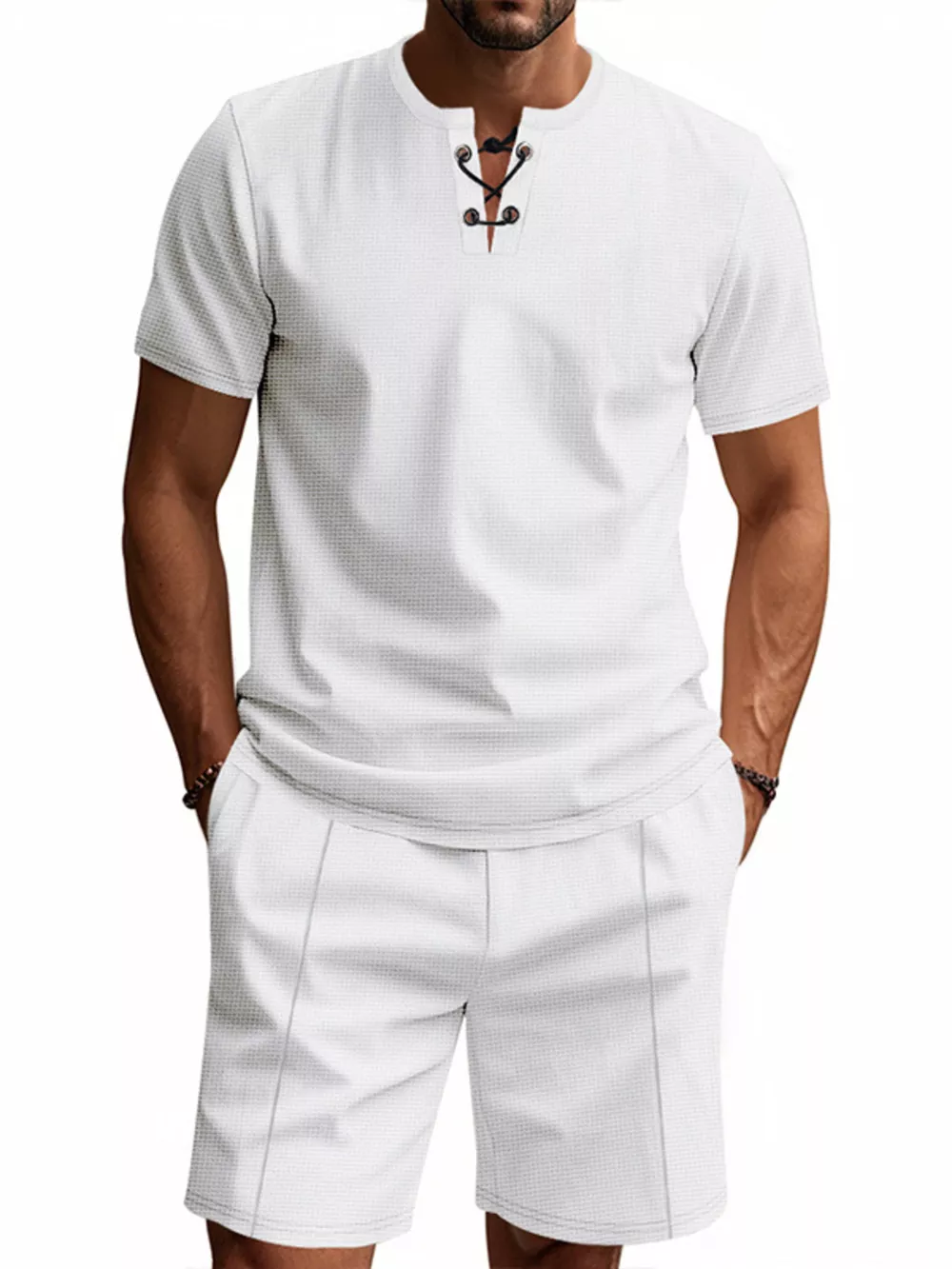 Men's Full Size Casual Short Sleeve Top & Shorts Set Plus Size, image 6