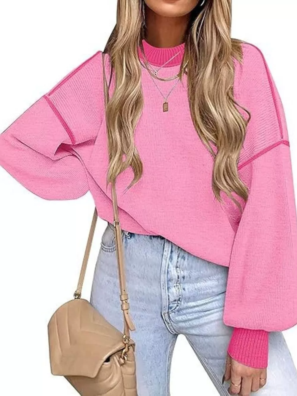 Round Neck Dropped Shoulder Sweater, image 7