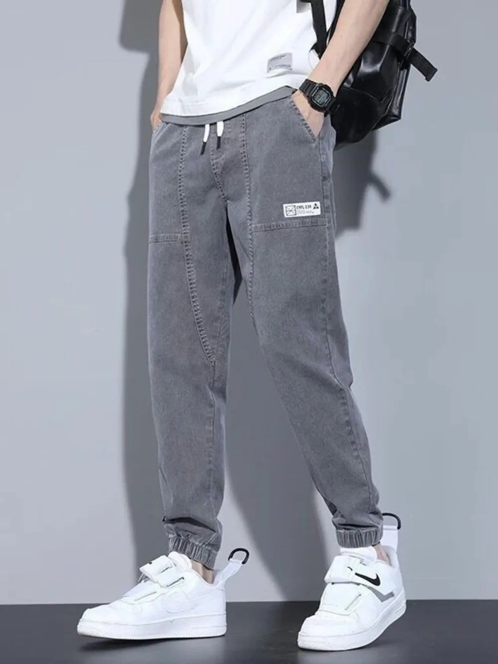 Men's Full Size Casual Drawstring Jeans Plus Size, image 2