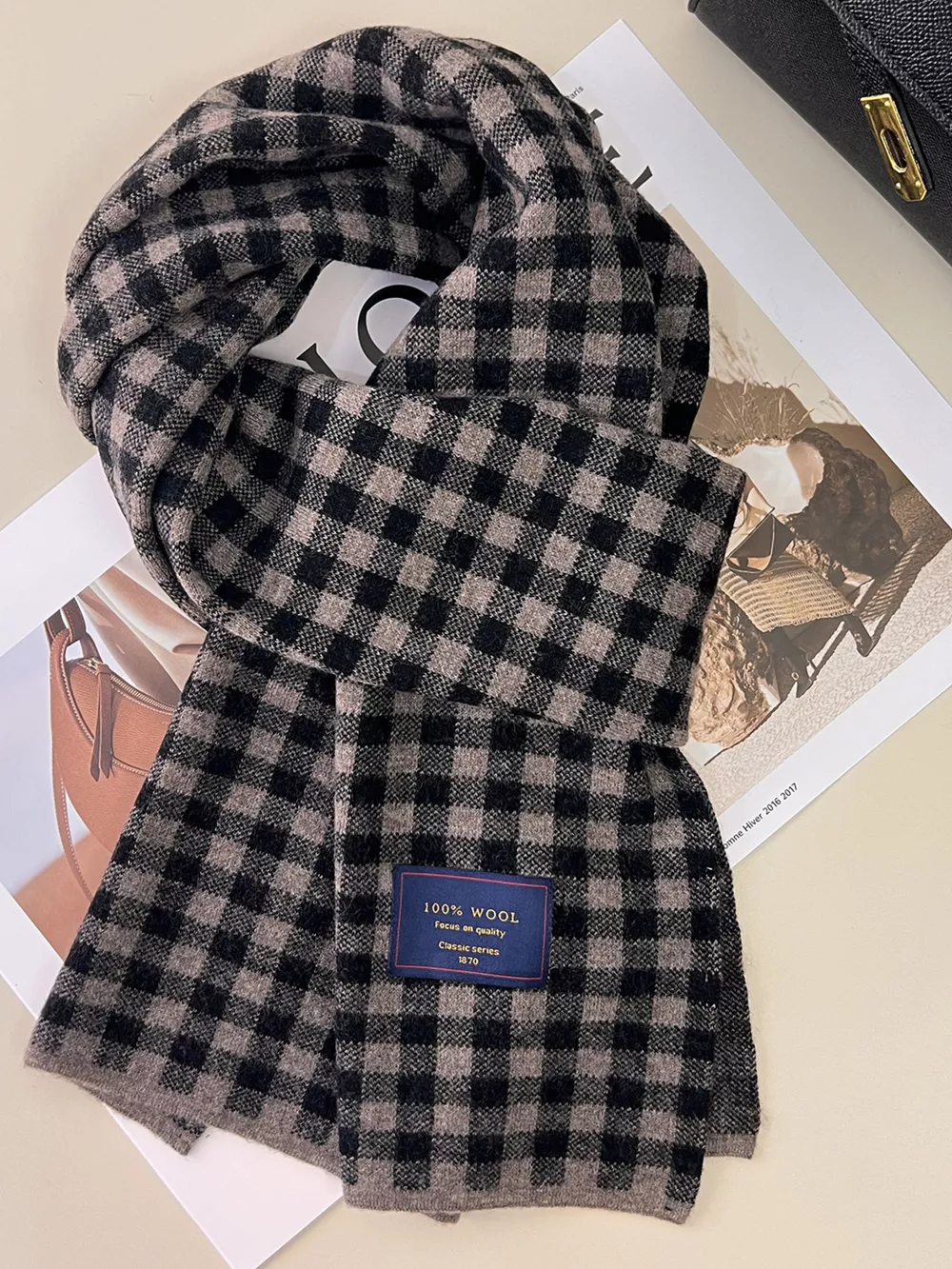100% Wool Plaid Scarf, image 7
