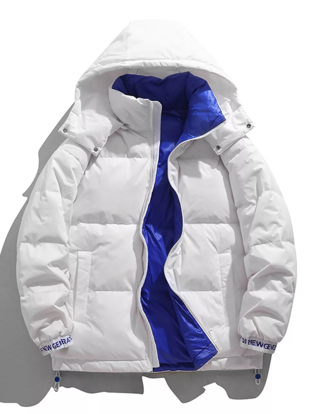 Men's Full Size Contrast Hooded Jacket with Drawstring Hem Plus Size, image 2
