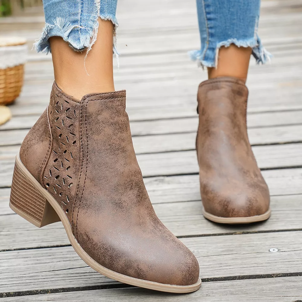 Round Toe Block Heels Boots, image 7