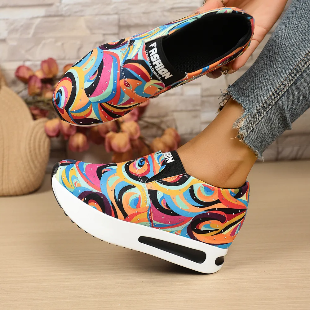 Colorful Abstract Pattern Platform Sneakers, image 6