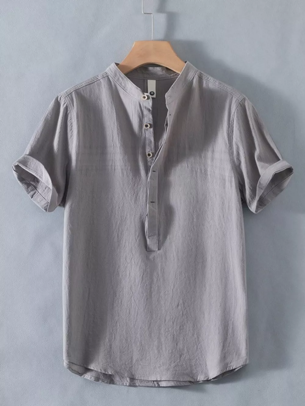 Men's Plus Size Button Detail Short Sleeve Shirt, image 4