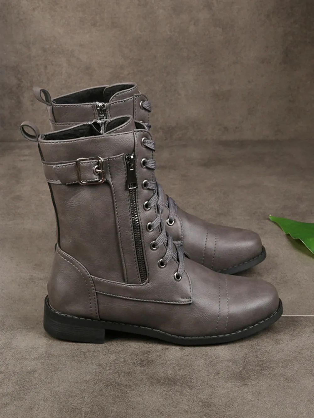 Lace-Up Buckle Detail Boots, image 6