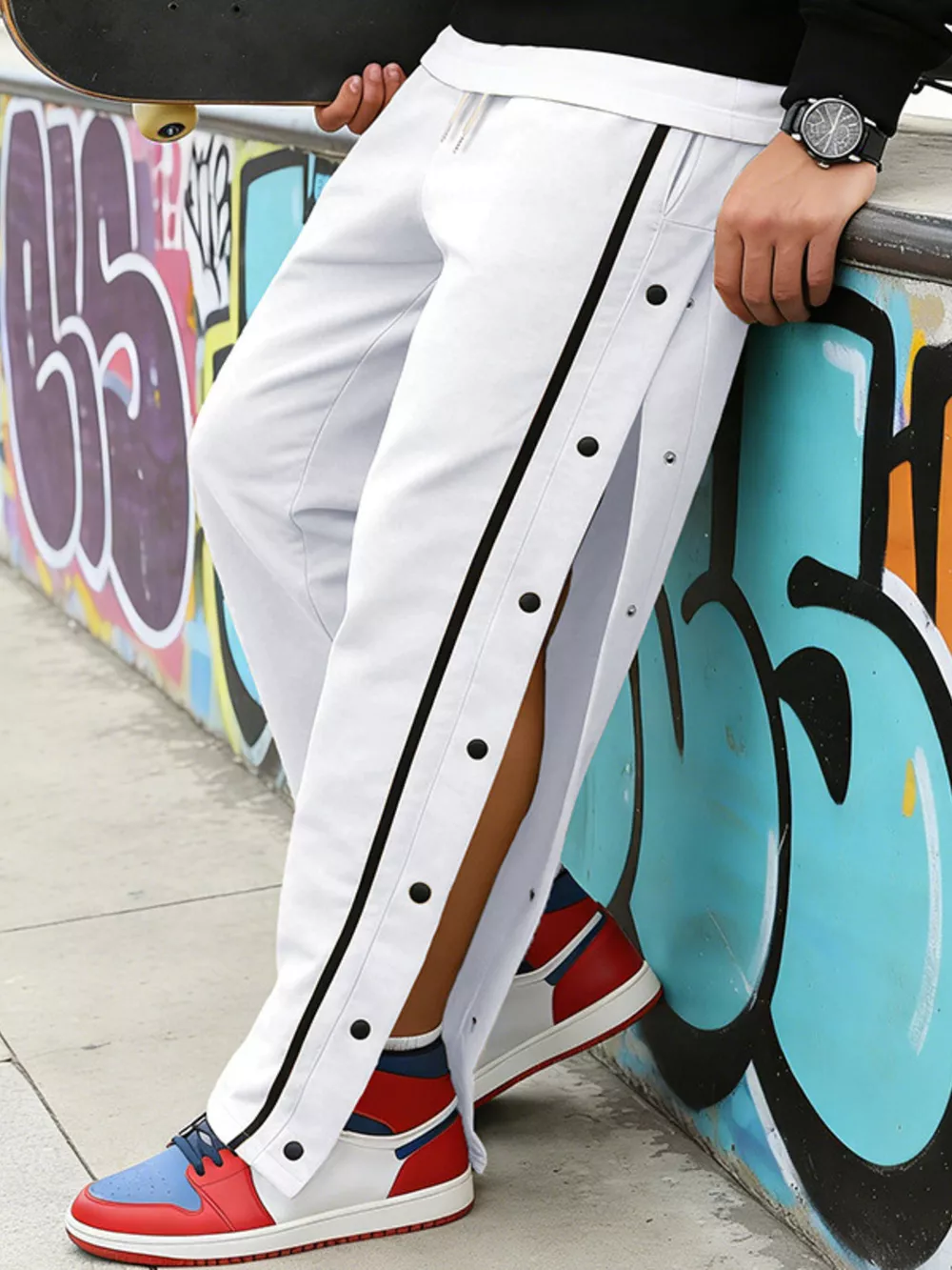 Men's Full Size Side Snap Button Pants Plus Size, image 25