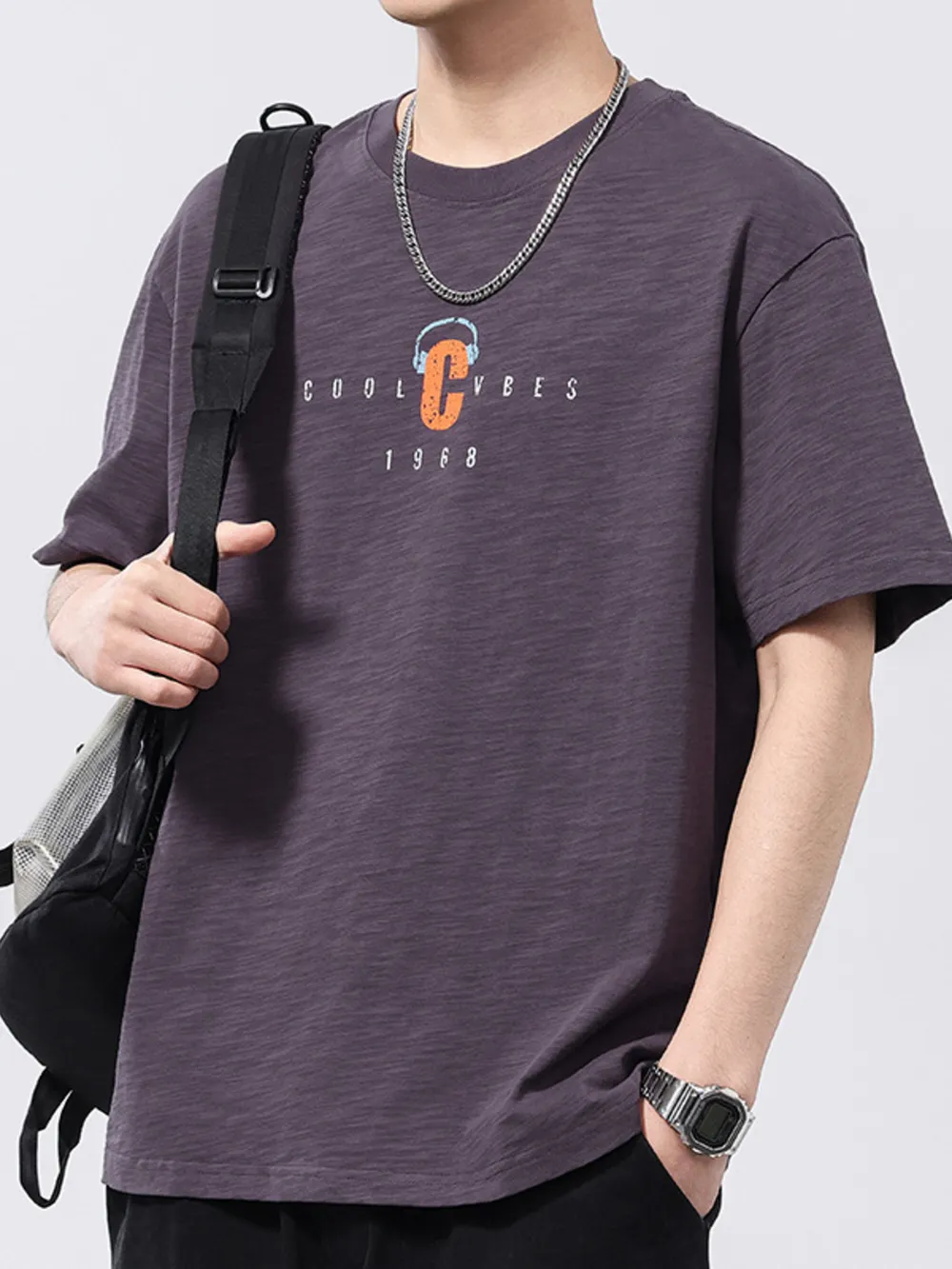 Men's Plus Size Round Neck Short Sleeve T-Shirt, image 2