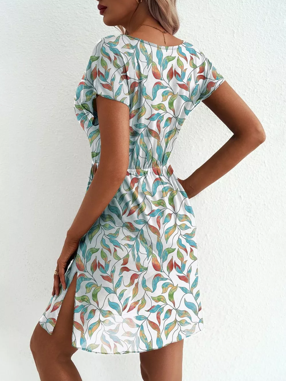 Printed Short Sleeve Mini Dress, image 6