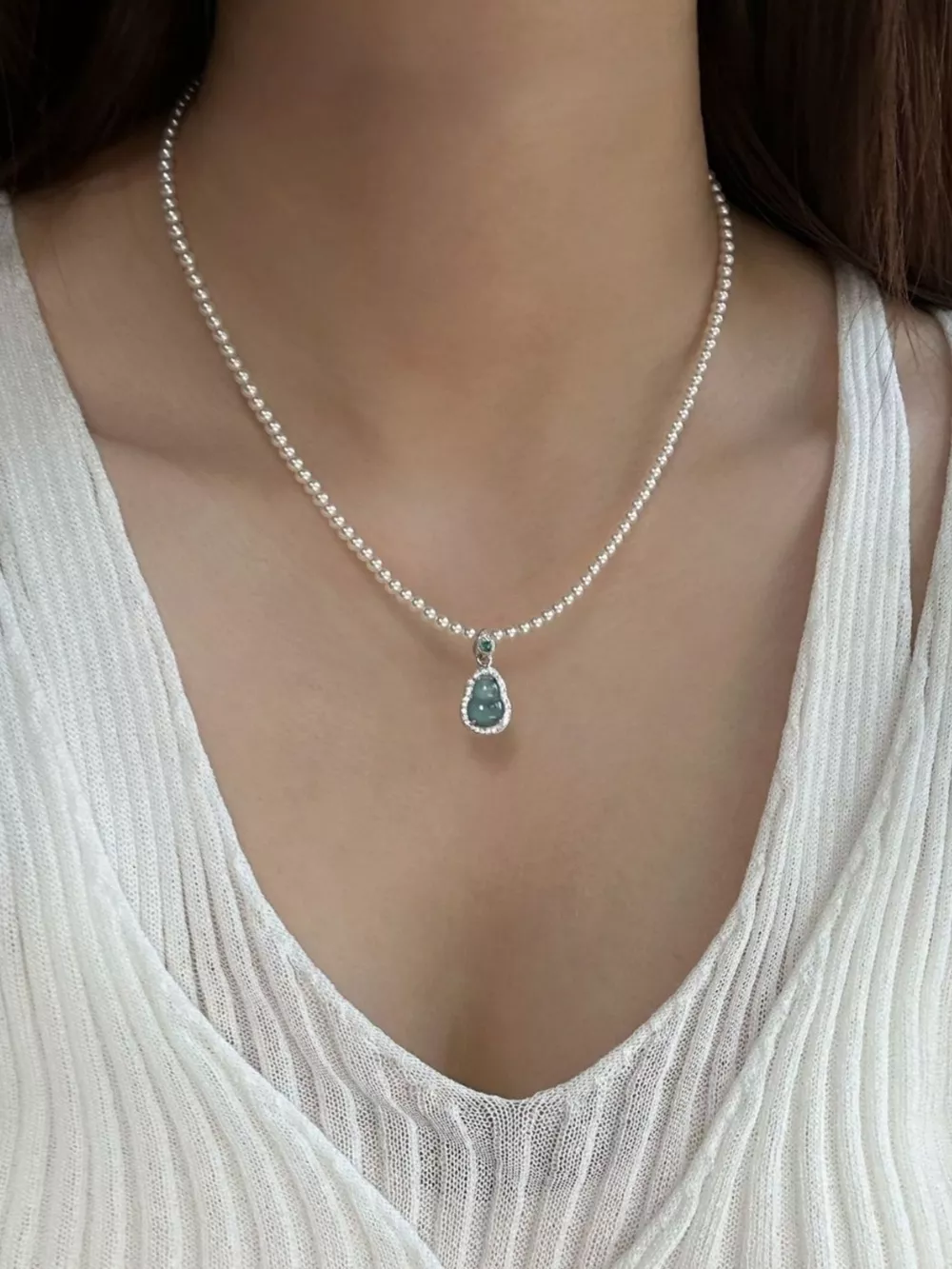 Gourd Pendant Pearl Necklace, image 5