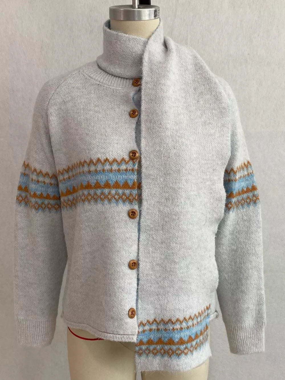 Geometric Button Down Knit Cardigan, image 6