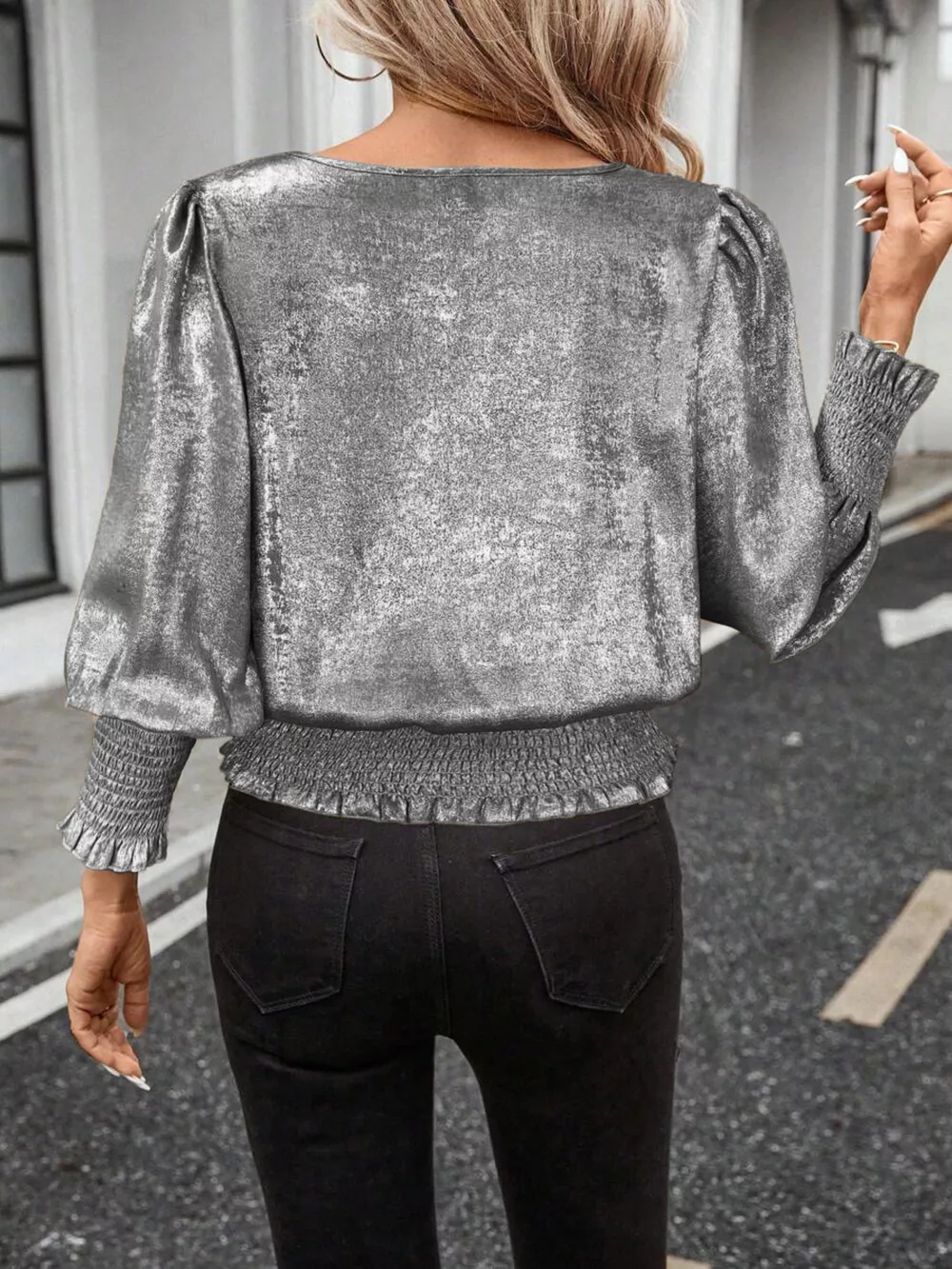 Smocked Round Neck Blouse, image 11