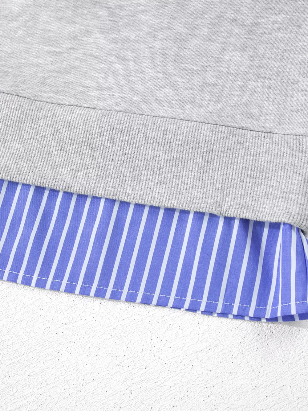 Striped Collar 2-in-1 Patchwork Casual Loose Sweatshirt, image 12