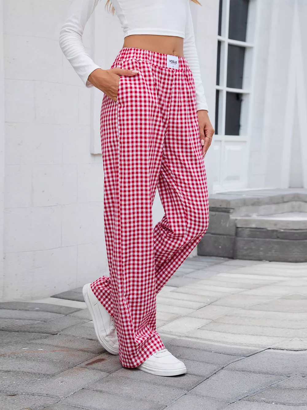 Plaid Wide Leg Casual Pants, image 18