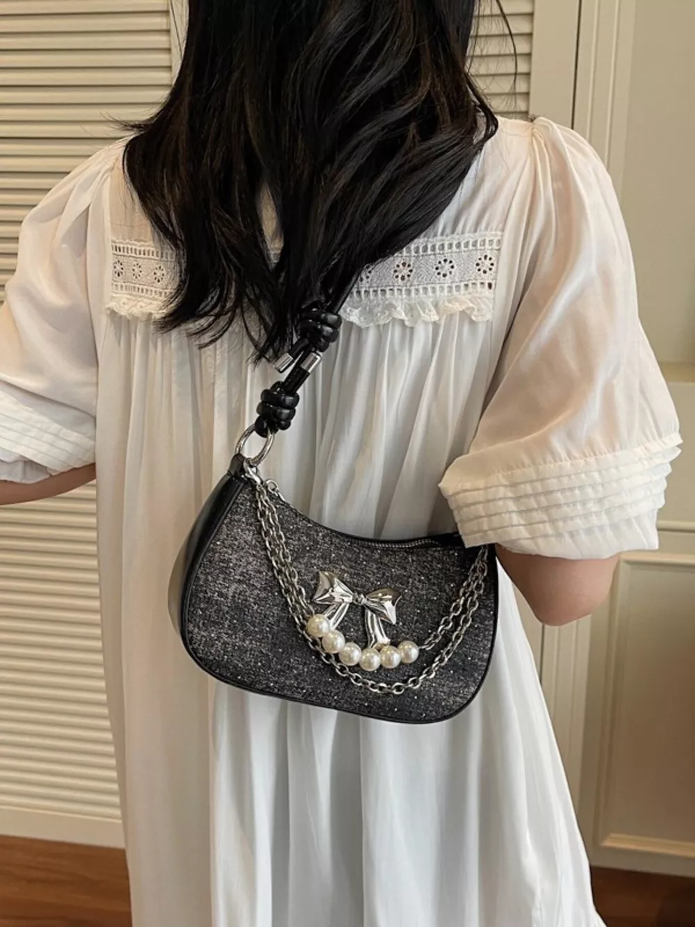 Bow Decor Chain Crossbody Bag, image 4