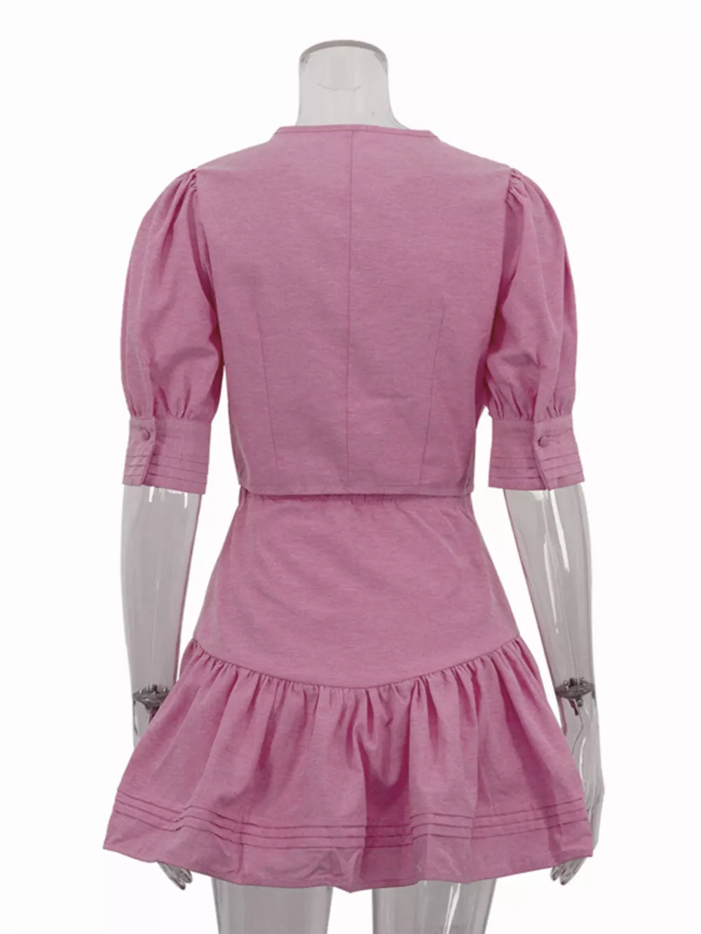 Puff Sleeve Cropped Top and Ruffled Skirt Set, image 5