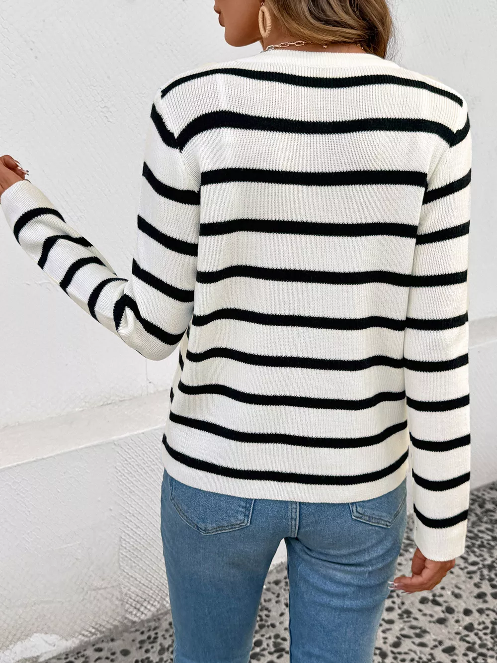 Striped Button-Front Cardigan, image 6