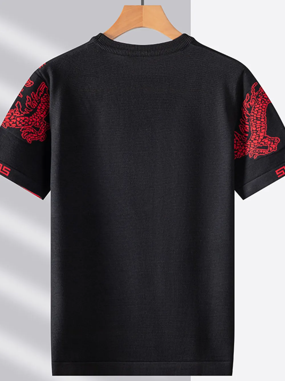 Men's Plus Size Dragon Round Neck Short Sleeve T-Shirt, image 2