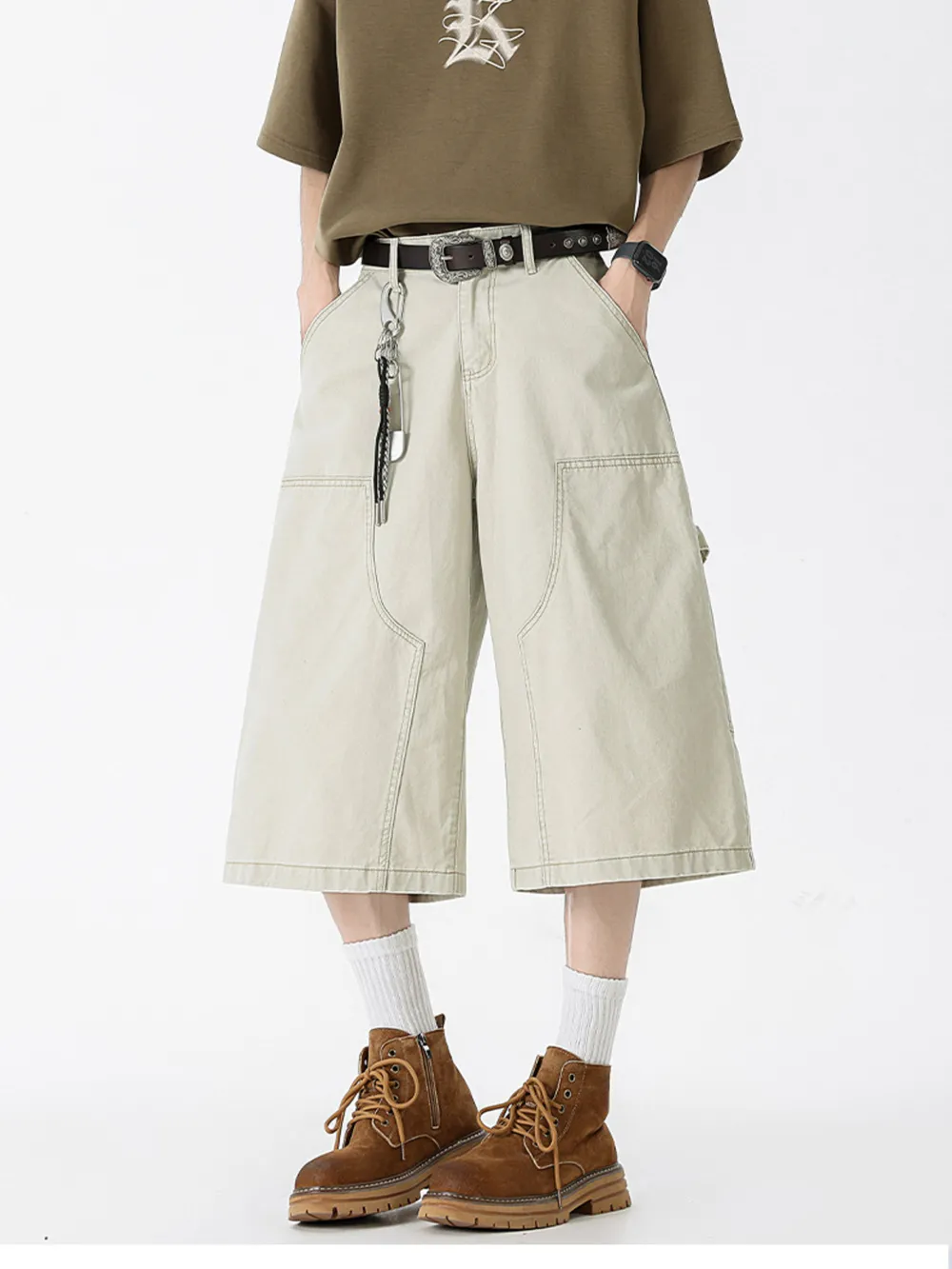 Men's Full Size Wide Leg Cargo Denim Shorts Plus Size, image 11