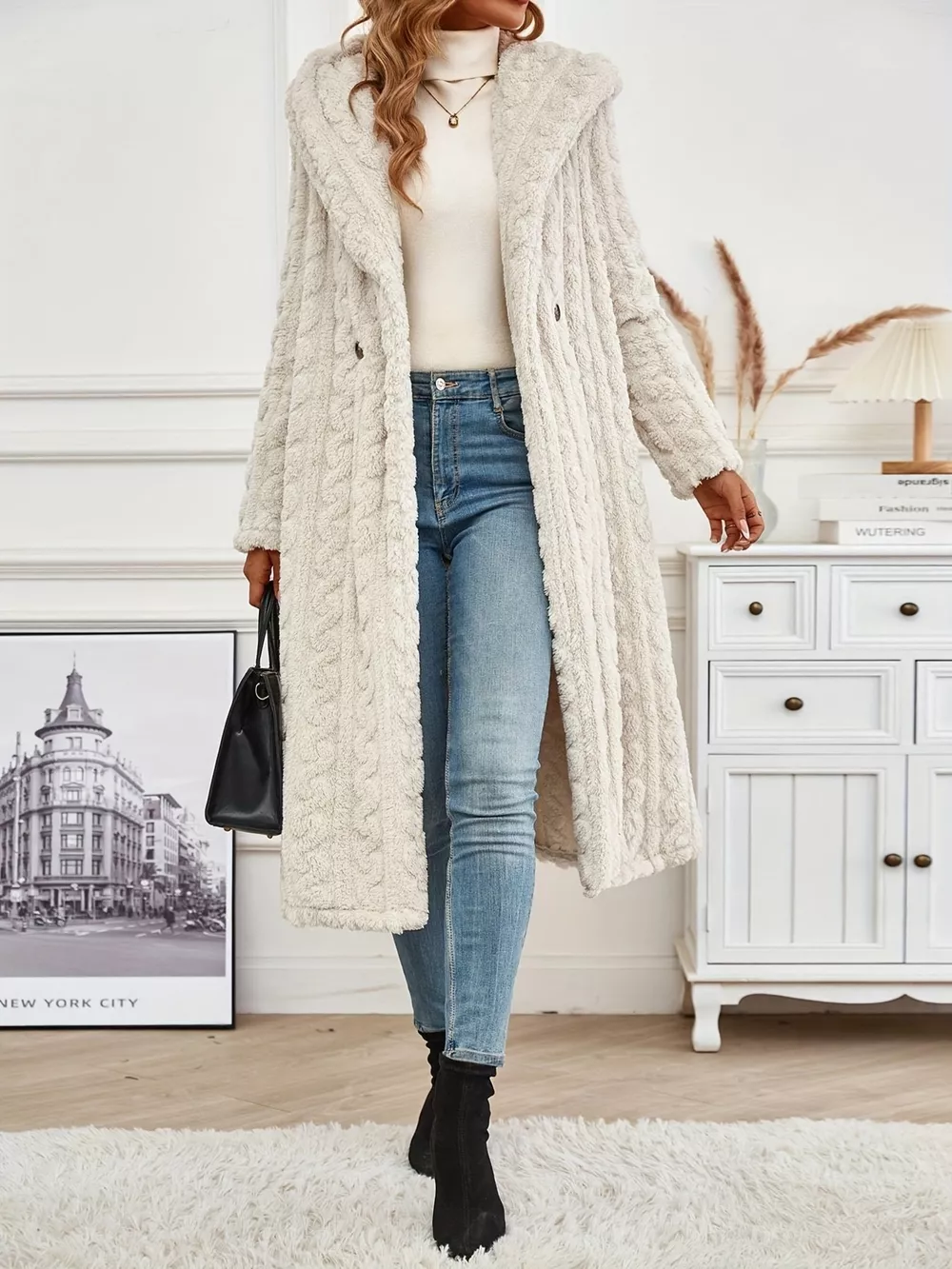 Cozy Hooded Button Up Longline Outerwear, image 3