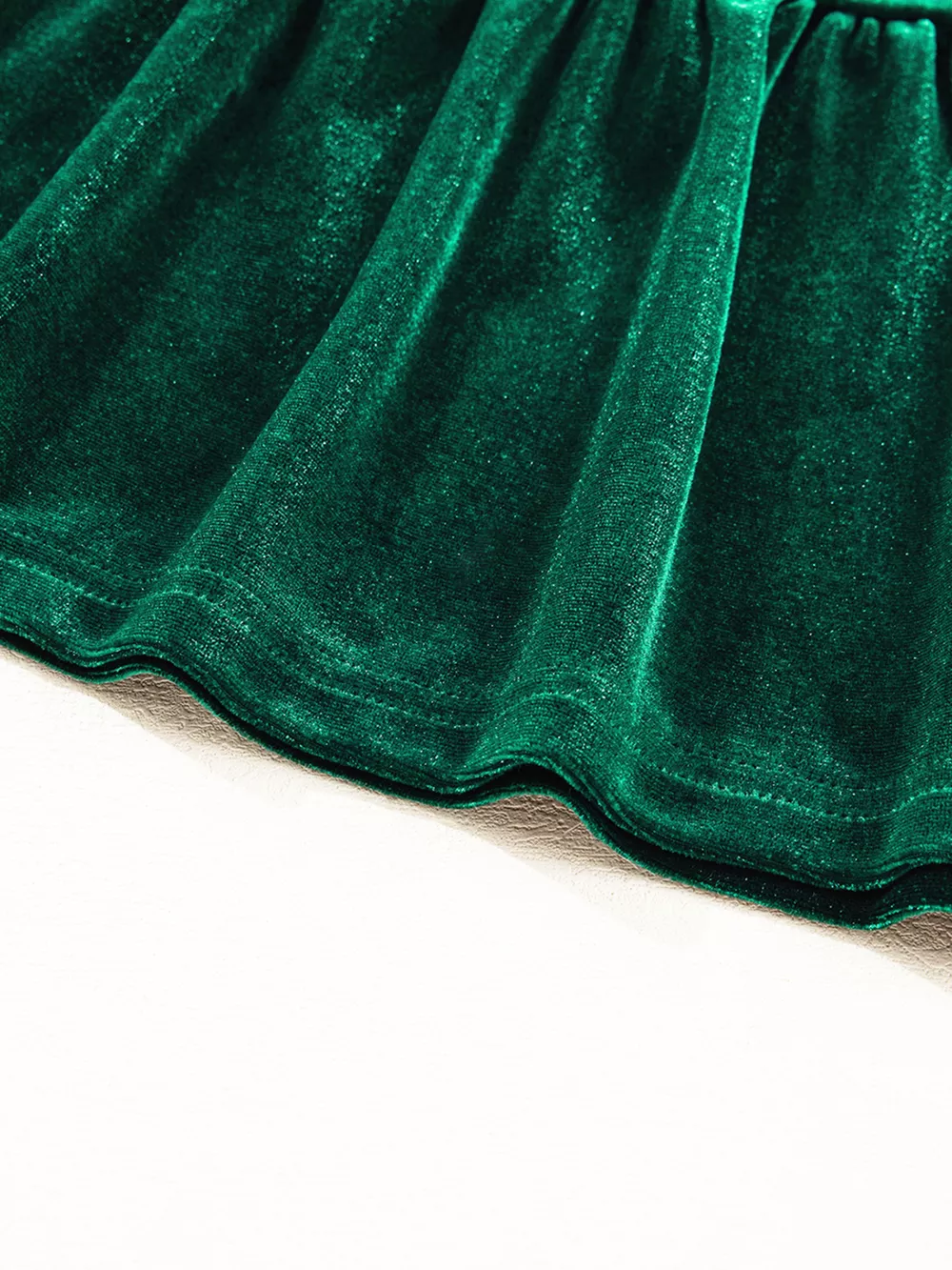 Sequin Puff Sleeve High Waist Tiered Velvet Mini Dress, image 6