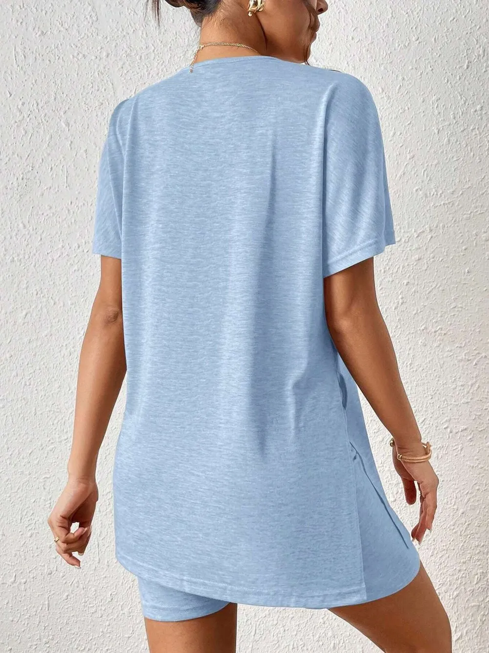 Casual Round Neck T-Shirt and Shorts Set, image 21
