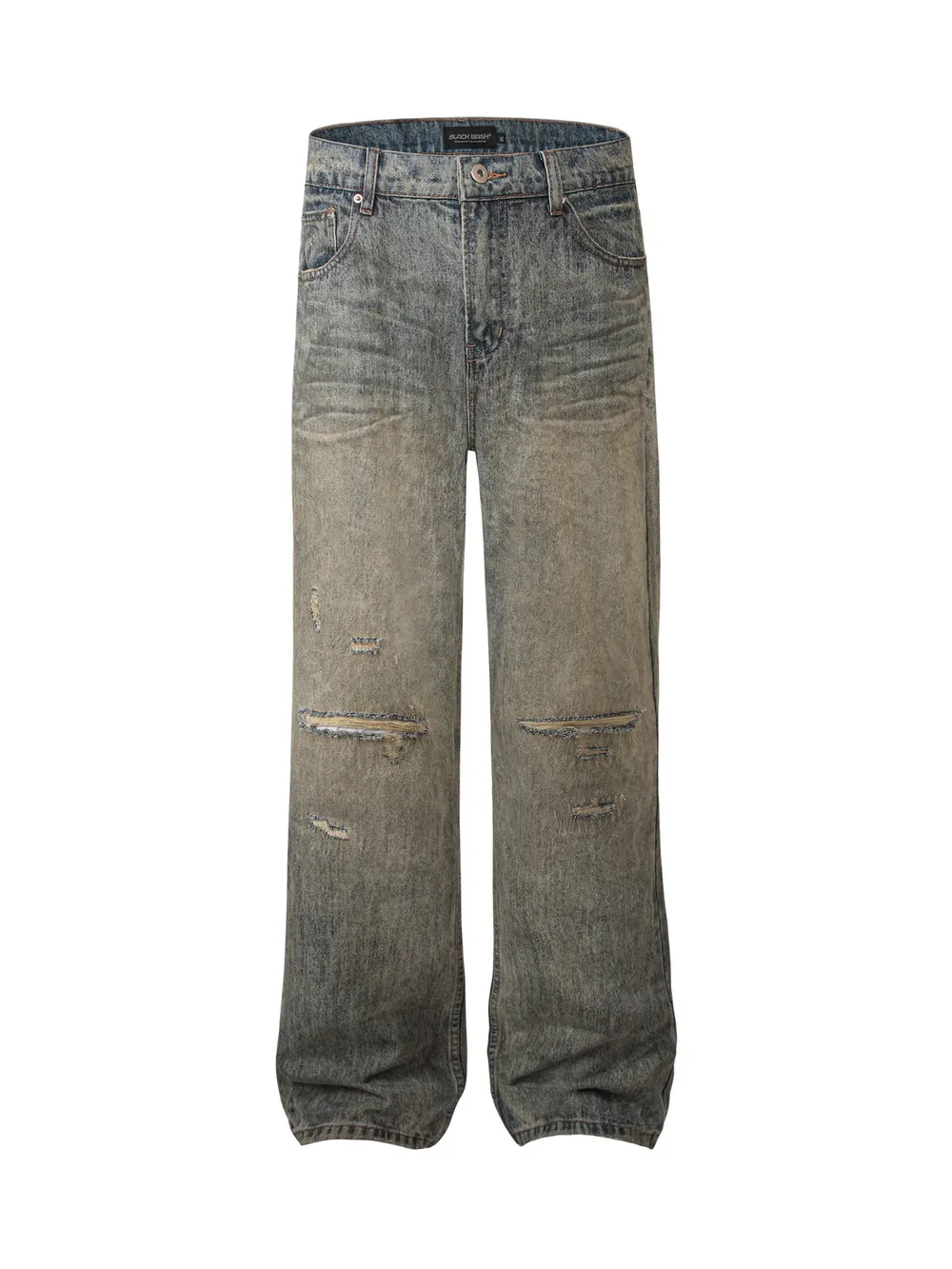 Men's Distressed Straight Vintage Wash Jeans