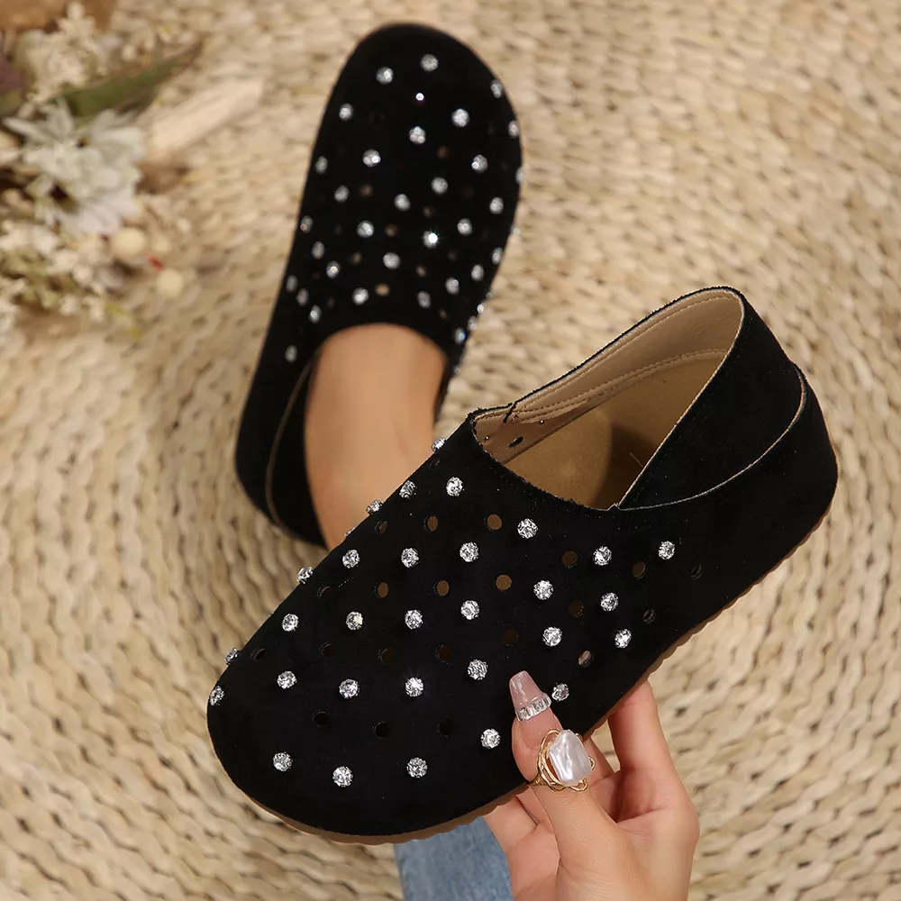 Rhinestone Round Toe Slip-Ons, image 4