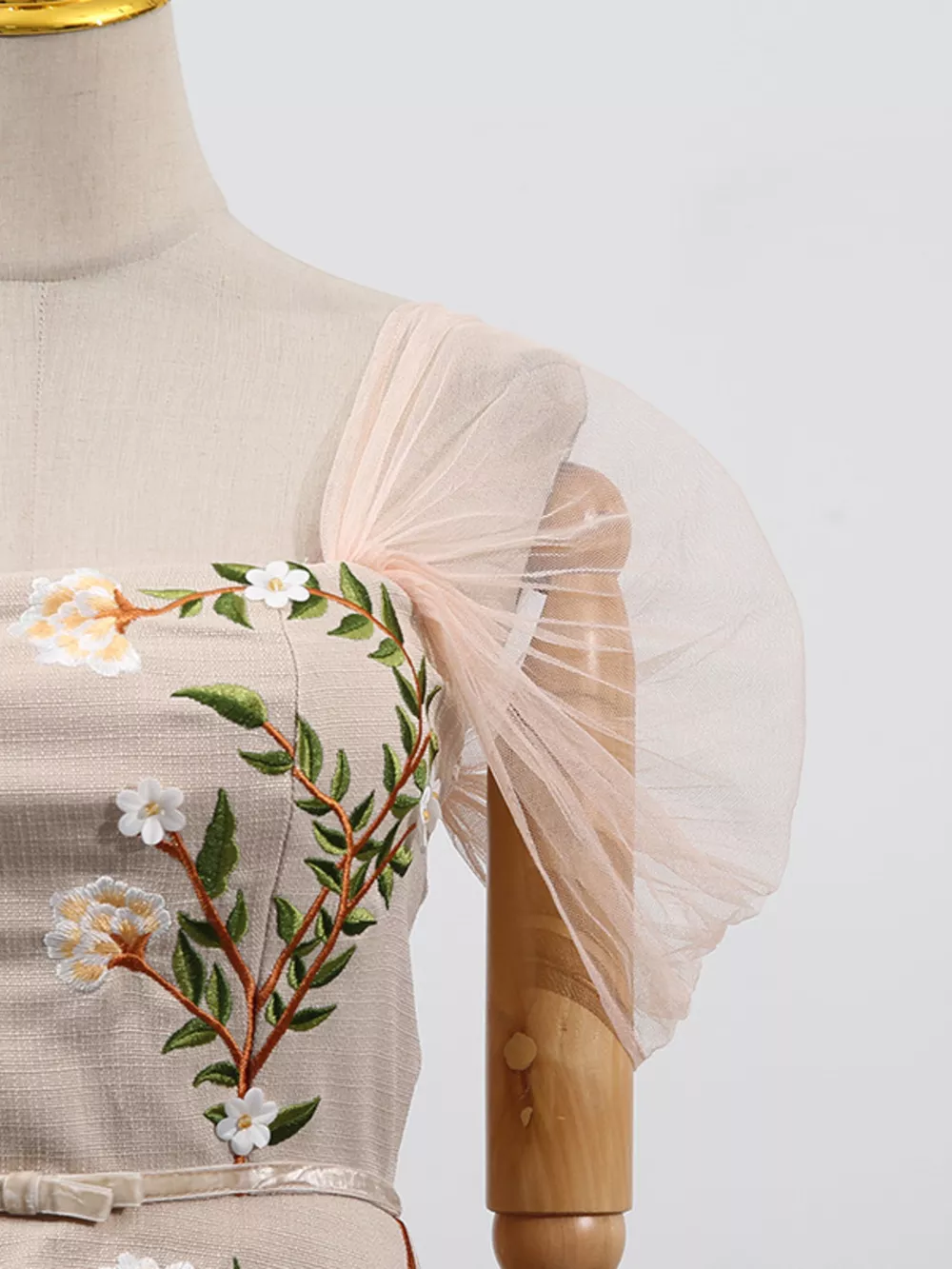 Embroidered Tulle Pleated Midi Dress, image 6