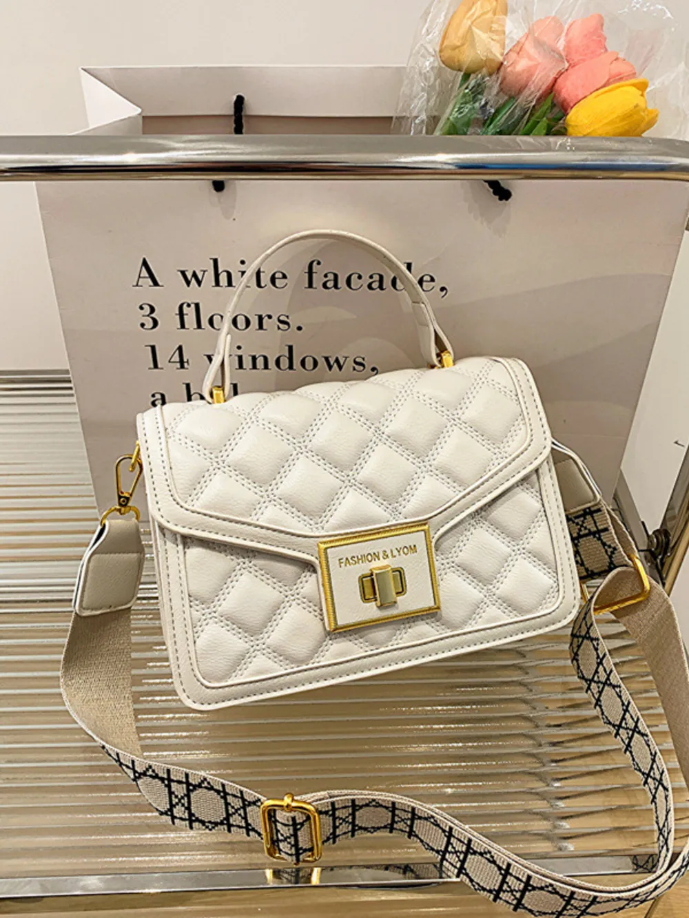 Quilted Adjustable Strap Shoulder Bag, image 3