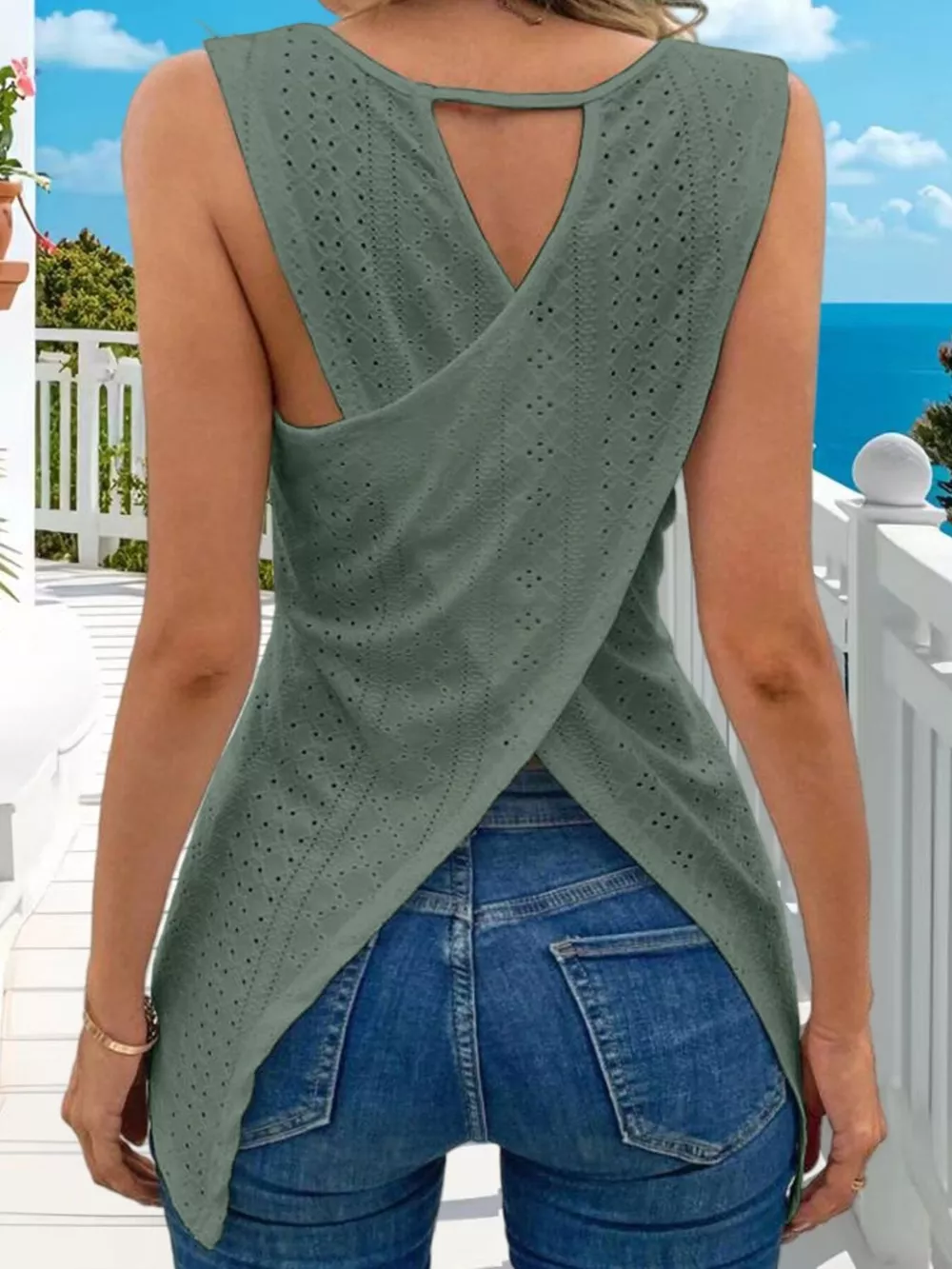 Hollow-Out Knit Tank Top, image 2